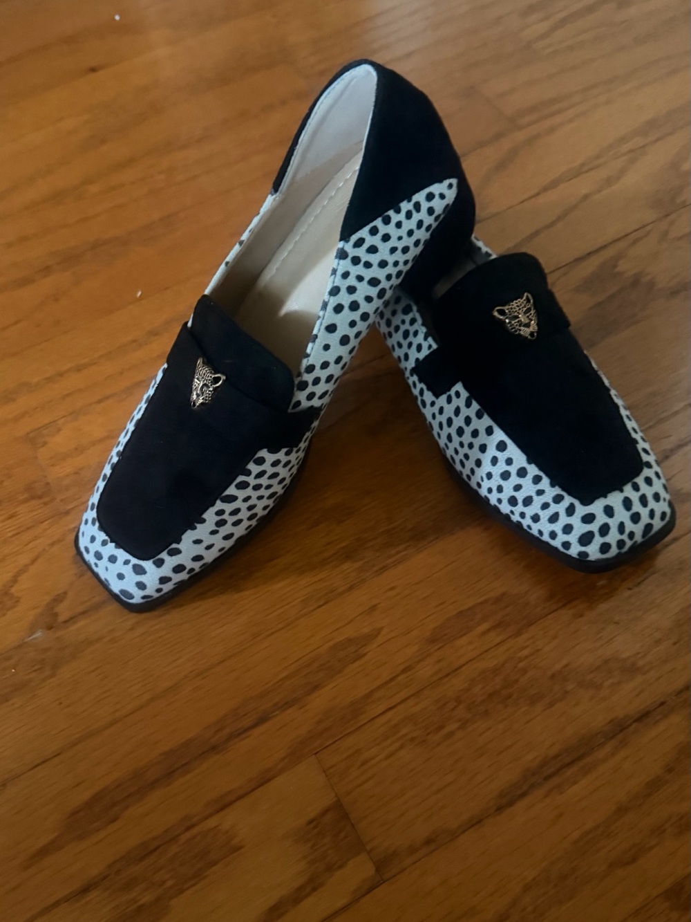 Black and White Dalmatian Print Womens  Loafers